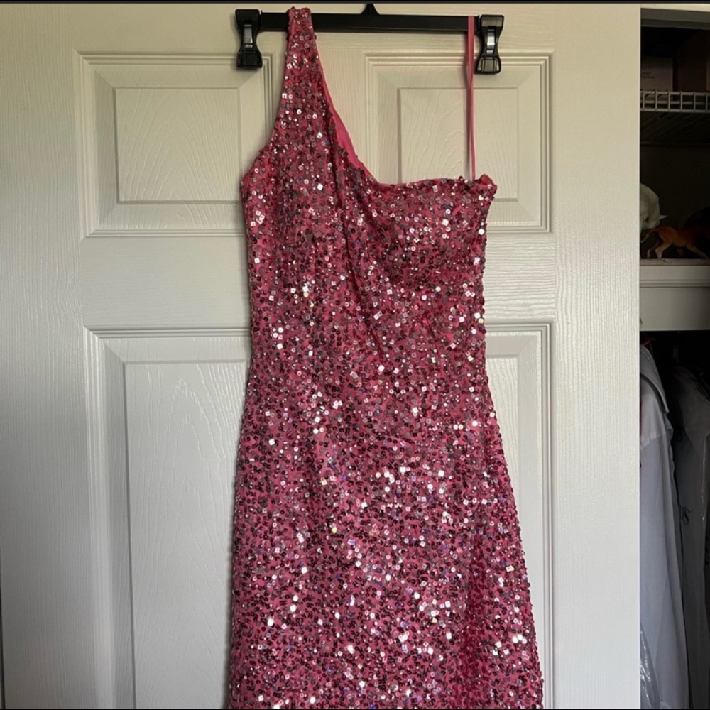 Pink sequined homecoming dress
